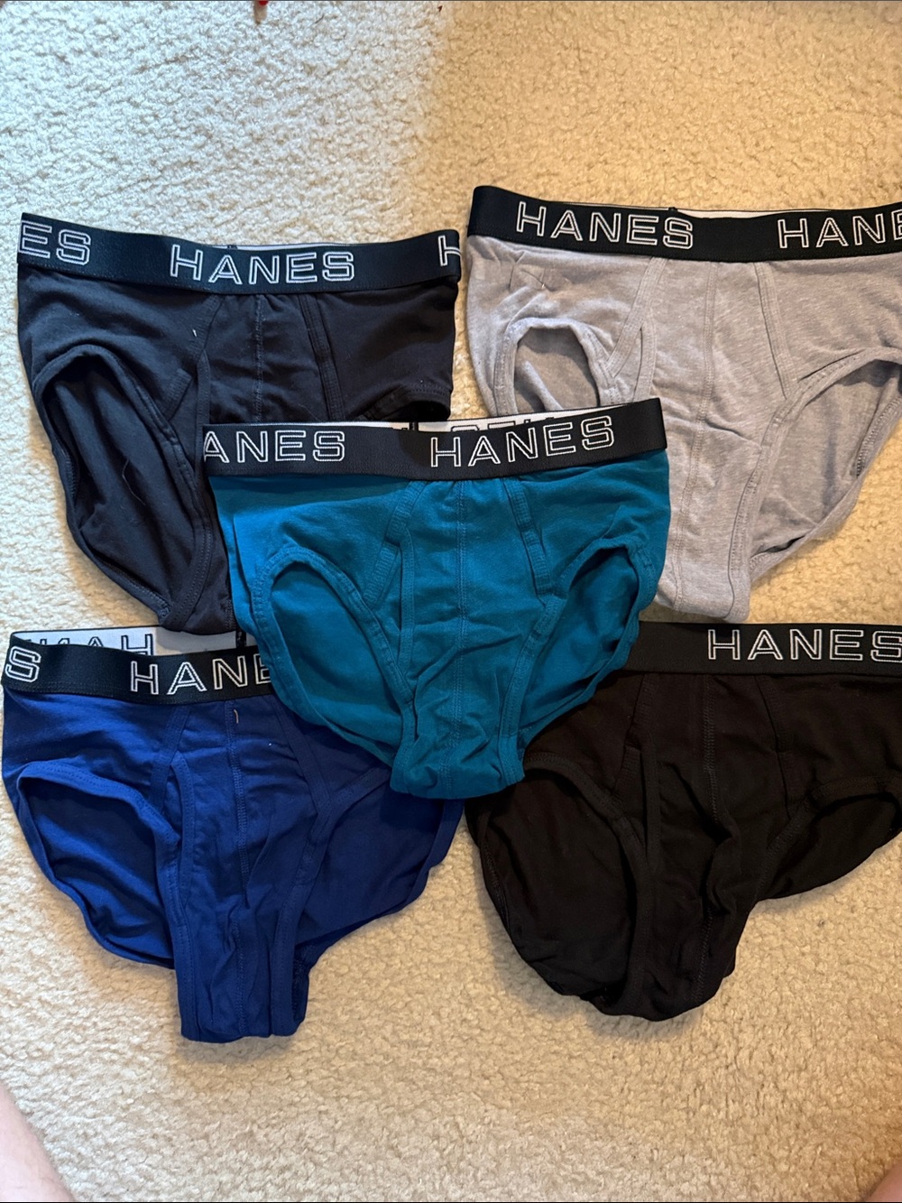 Hanes men’s Briefs Pack in Black, Gray, Navy, Teal, Royal Blue lot of 5 small